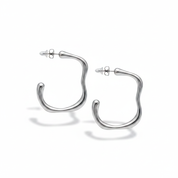 Wavy open hoop earrings silver